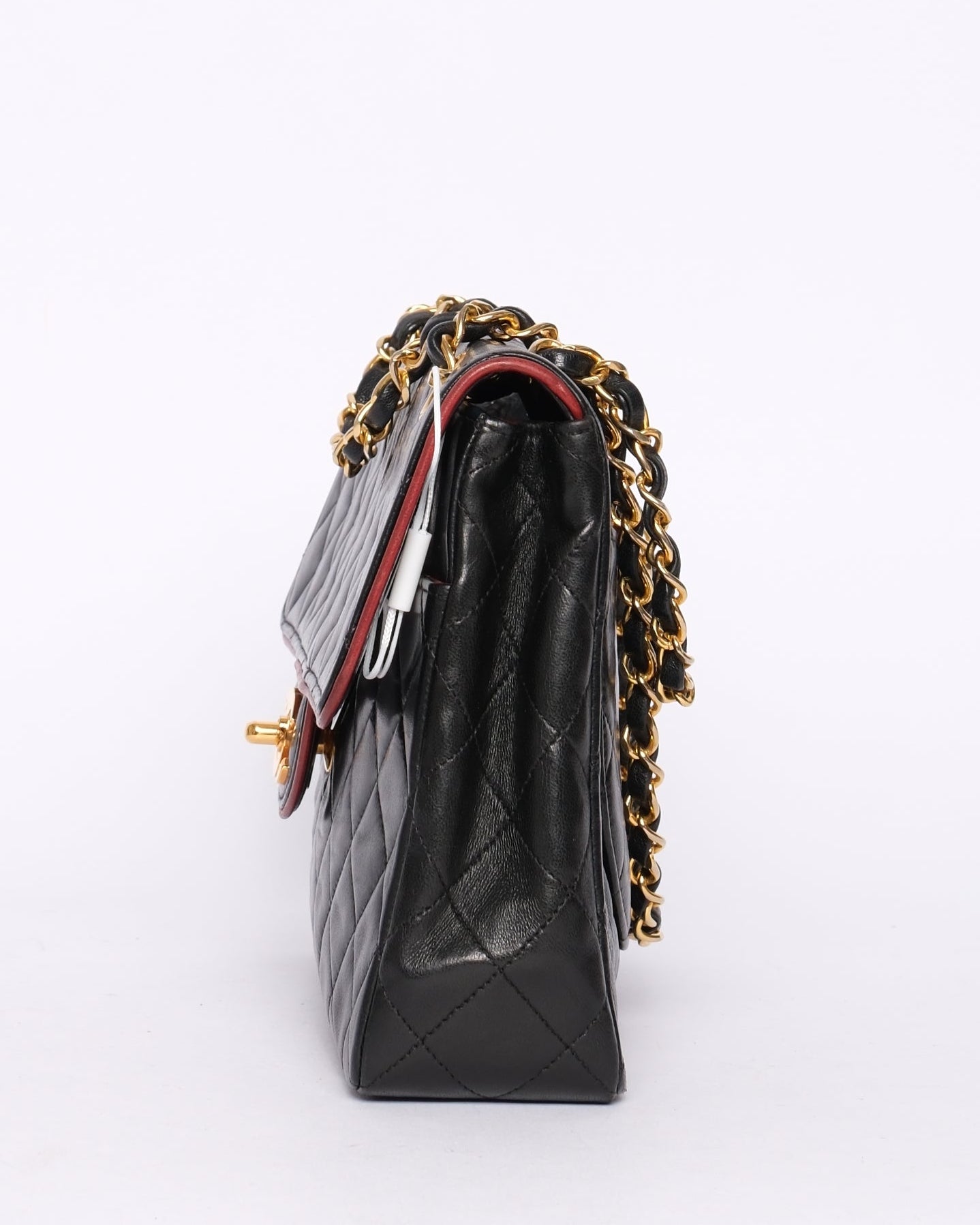 Chanel Black Vintage Flap w/ Red Piping Details 24K GPHW