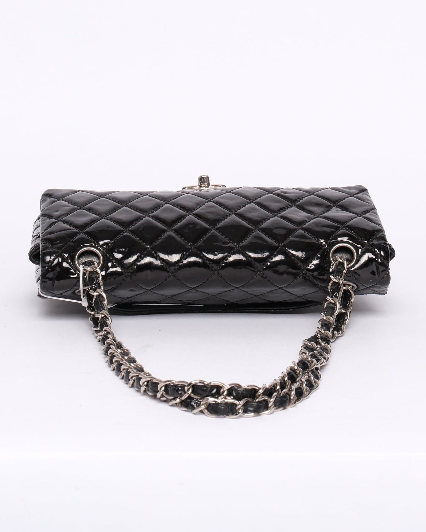 Chanel Black Patent Leather Double Flap Shoulder Bag