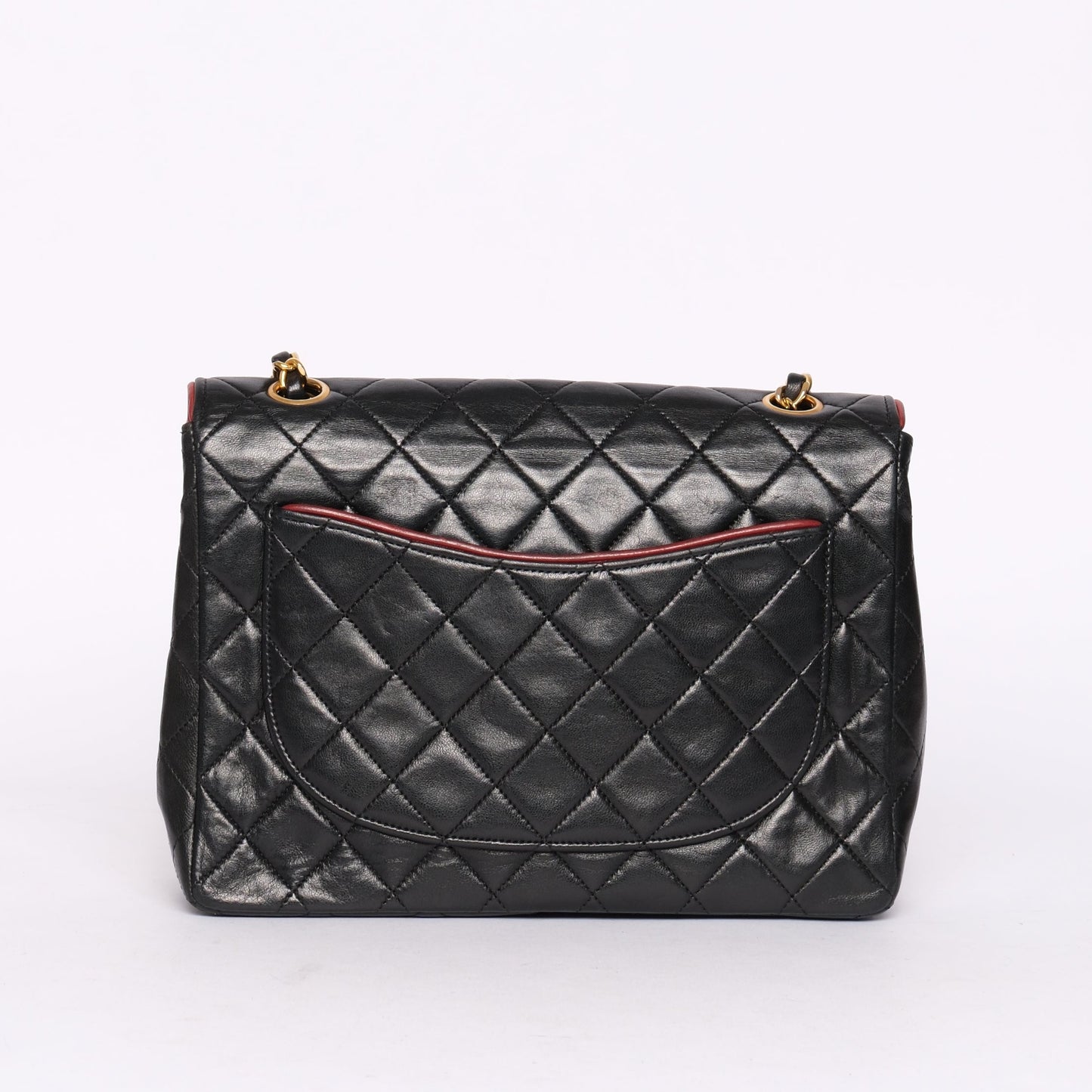 Chanel Black Vintage Flap w/ Red Piping Details 24K GPHW