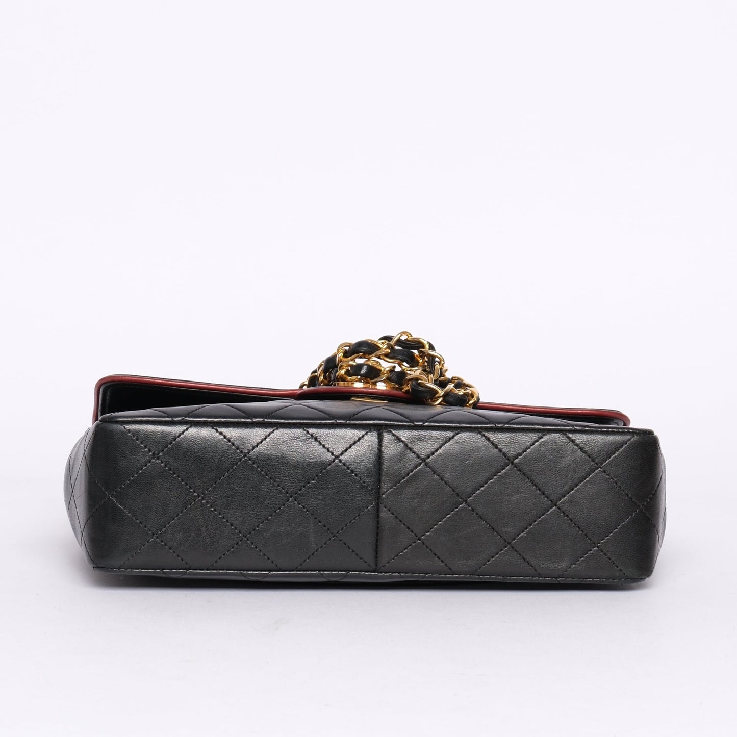 Chanel Black Vintage Flap w/ Red Piping Details 24K GPHW