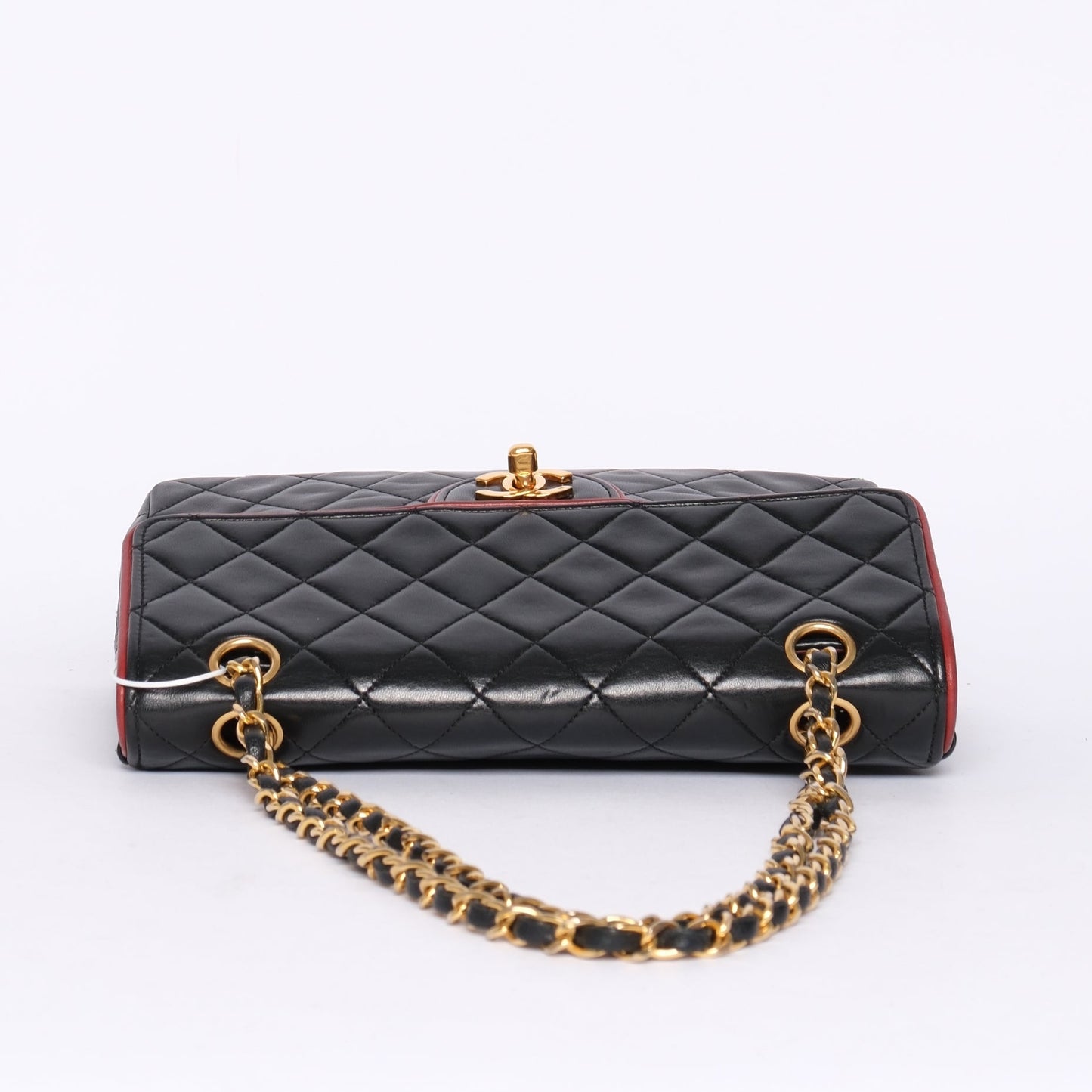 Chanel Black Vintage Flap w/ Red Piping Details 24K GPHW