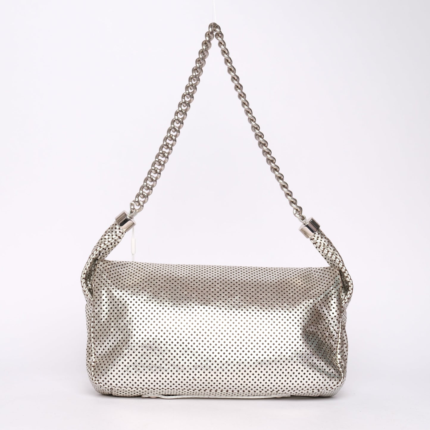 Chanel 2008 Silver Rodeo Drive Metallic Perforated Shoulder Bag