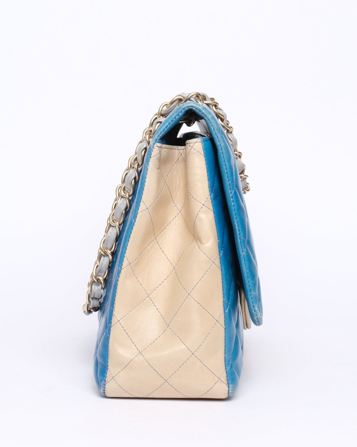 Chanel Blue Ombre Lambskin Leather Quilted Maxi Flap