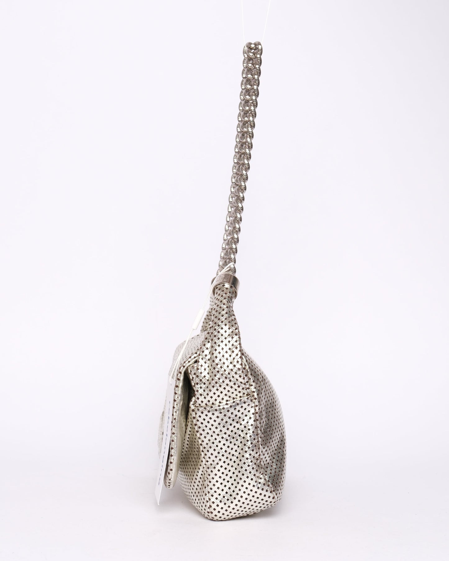 Chanel 2008 Silver Rodeo Drive Metallic Perforated Shoulder Bag