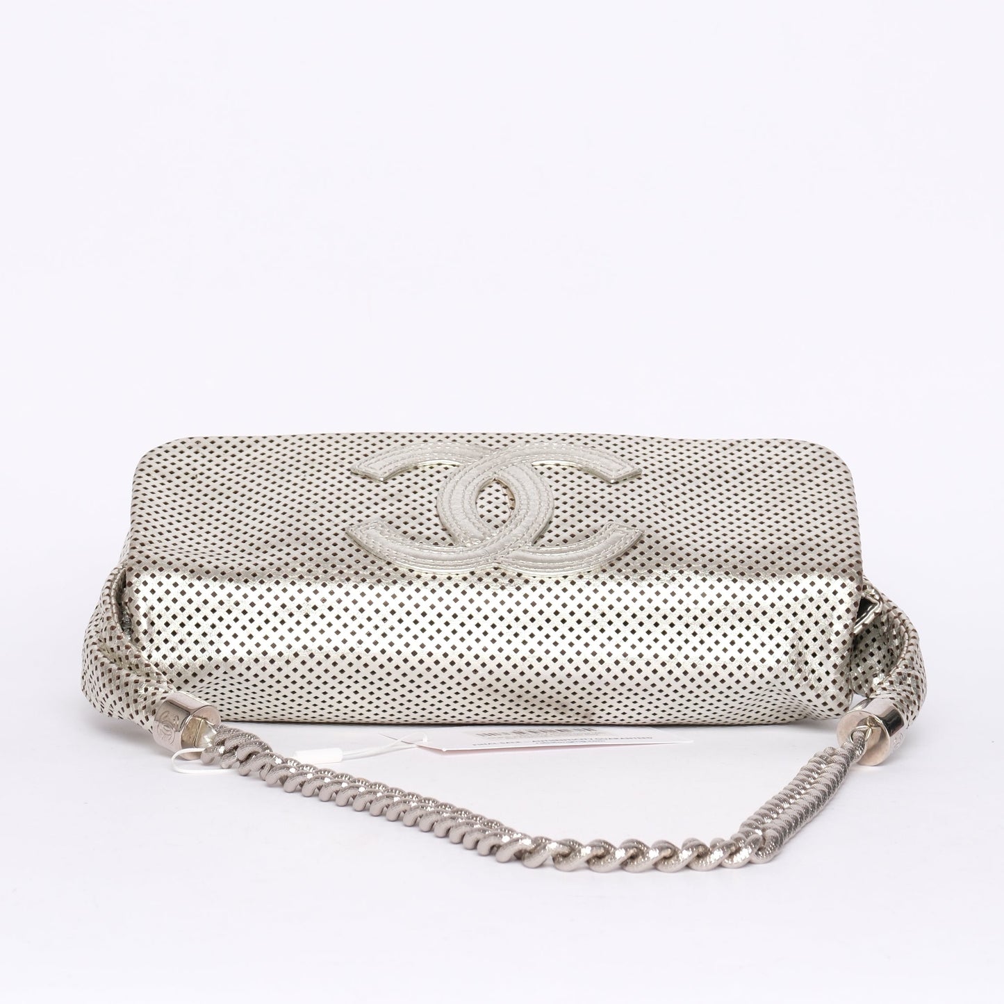Chanel 2008 Silver Rodeo Drive Metallic Perforated Shoulder Bag