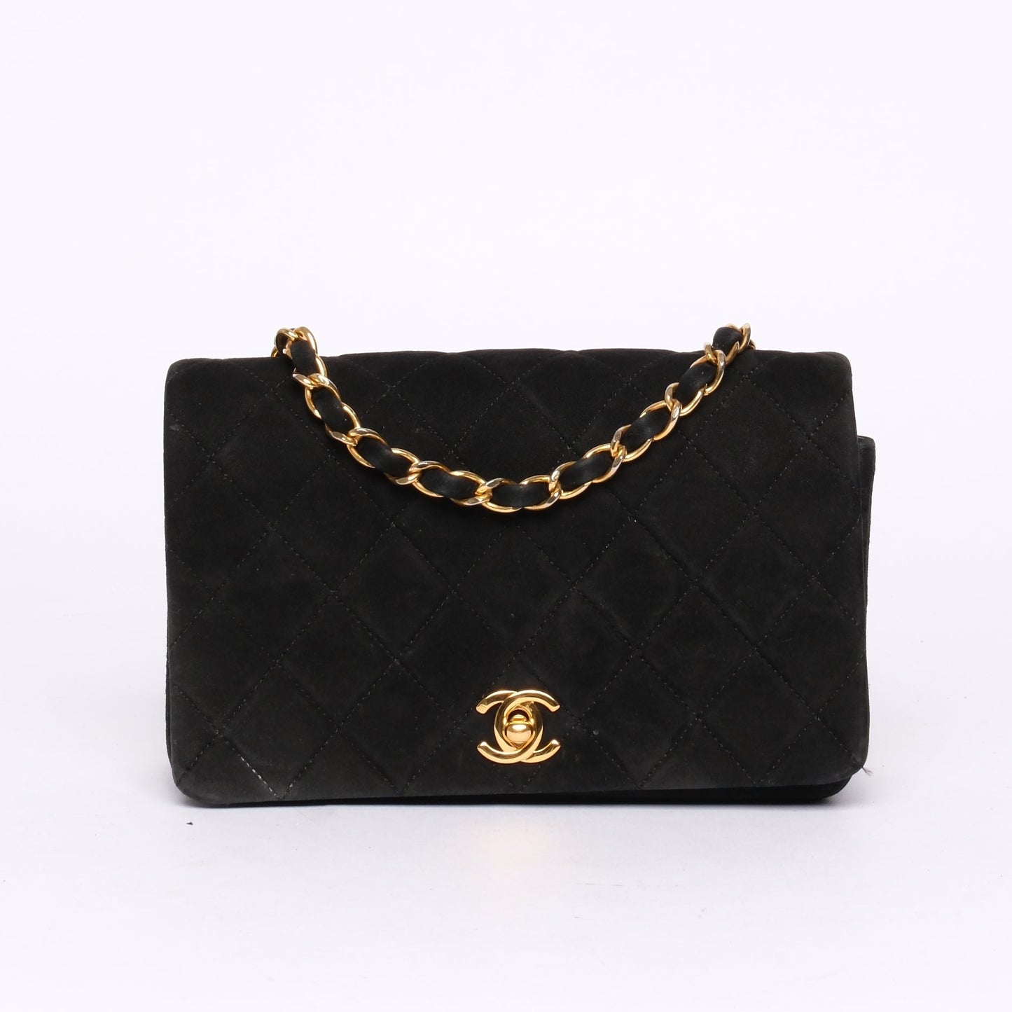 Chanel 24K GPHW Black Suede Mini Crossbody Bag