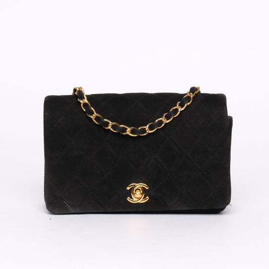 Chanel 24K GPHW Black Suede Mini Crossbody Bag