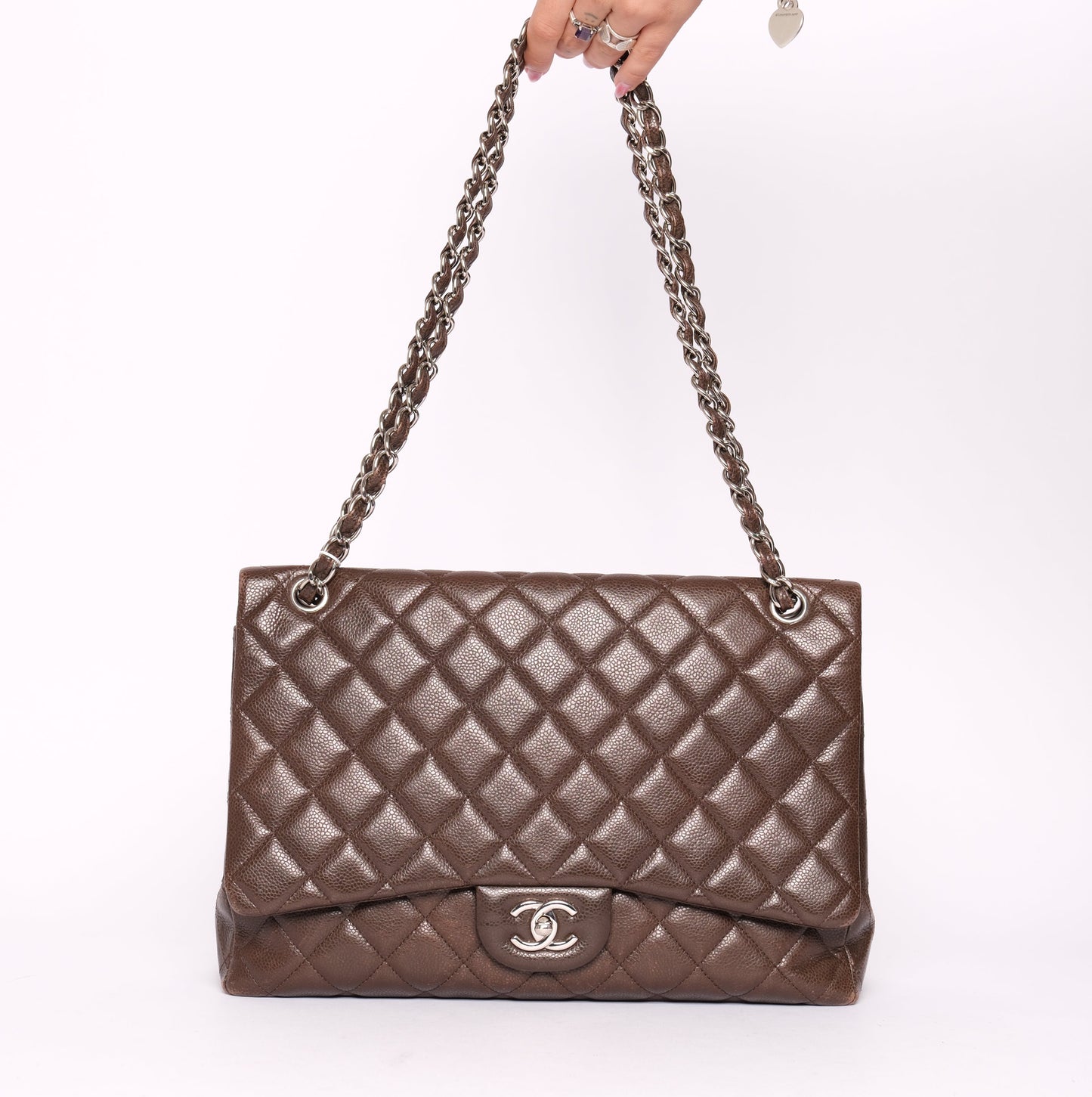 Chanel Brown Caviar Maxi Double Flap Bag