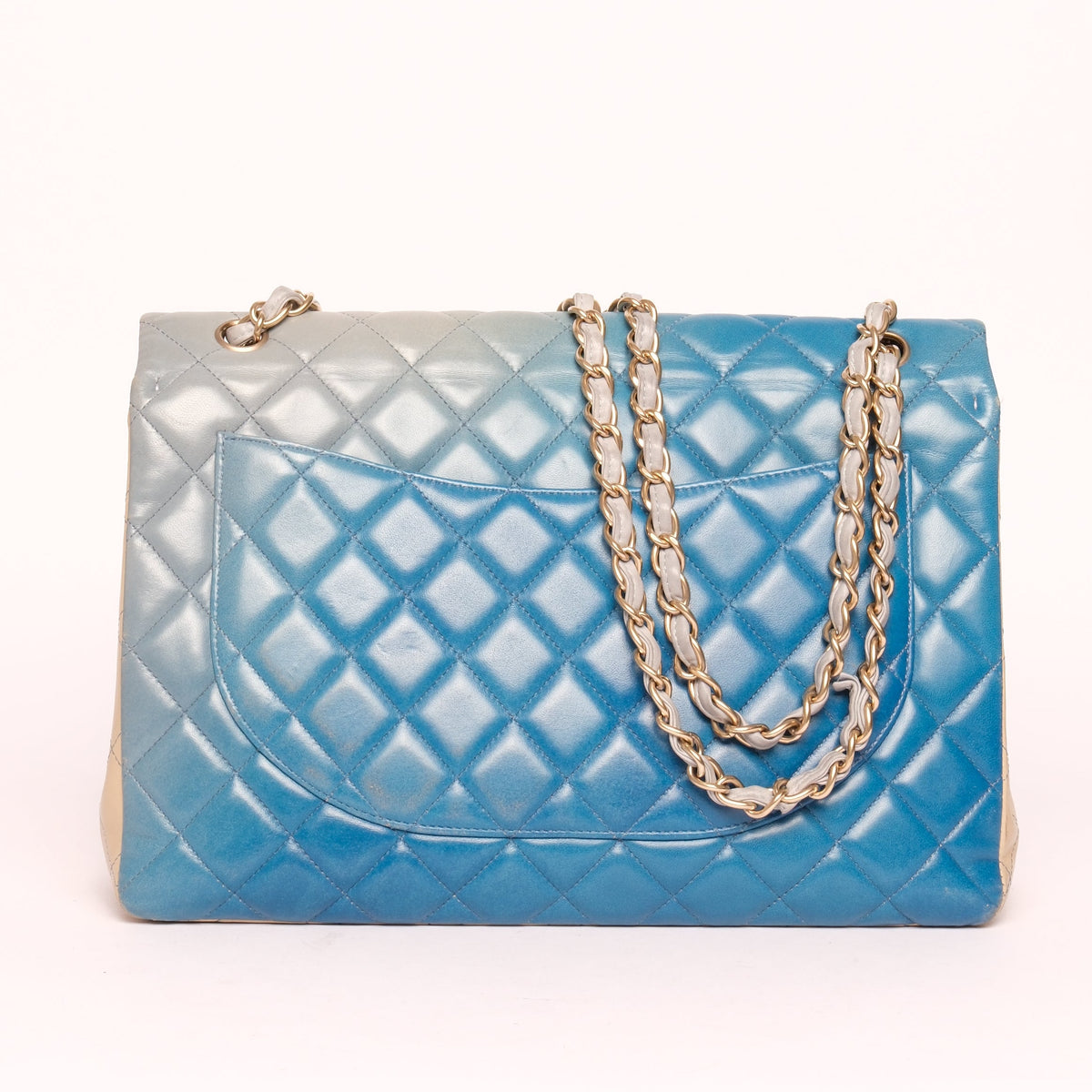 Chanel Blue Ombre Lambskin Leather Quilted Maxi Flap