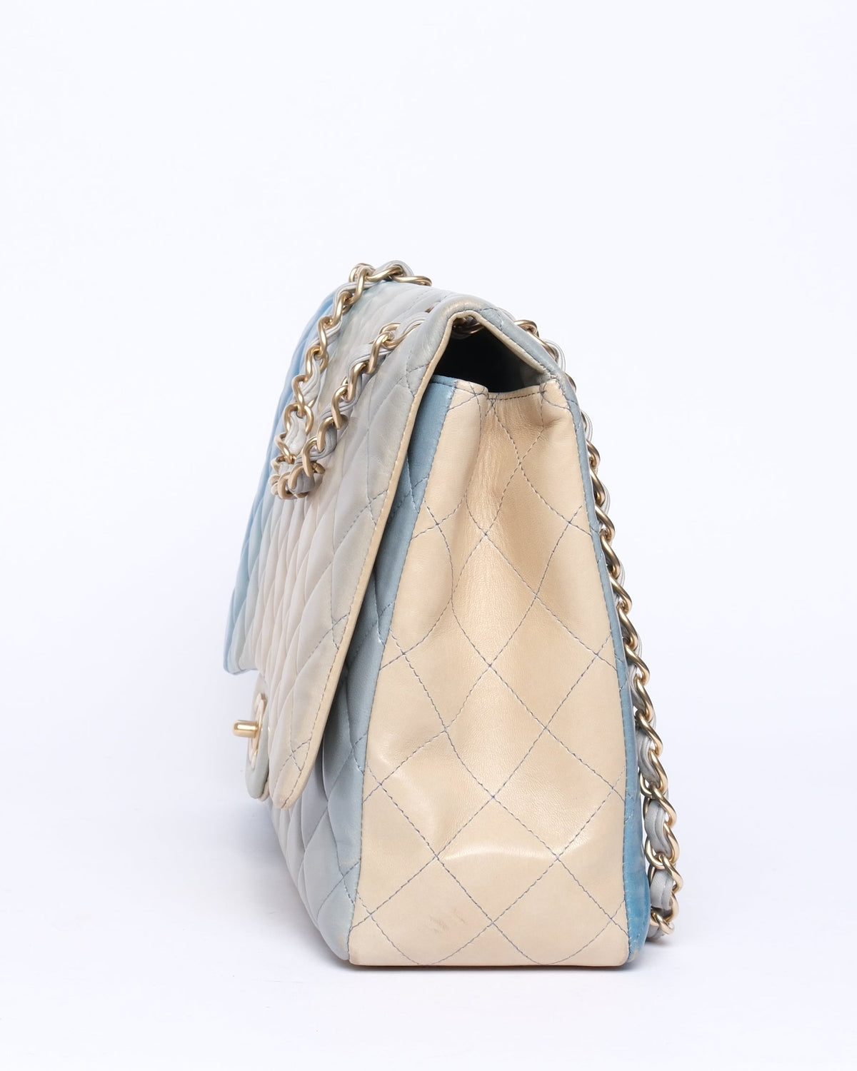 Chanel Blue Ombre Lambskin Leather Quilted Maxi Flap