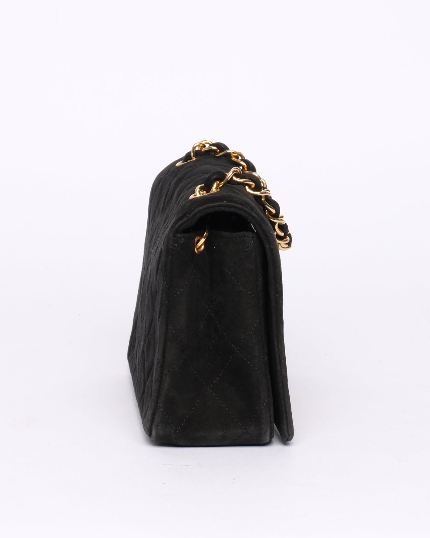 Chanel 24K GPHW Black Suede Mini Crossbody Bag