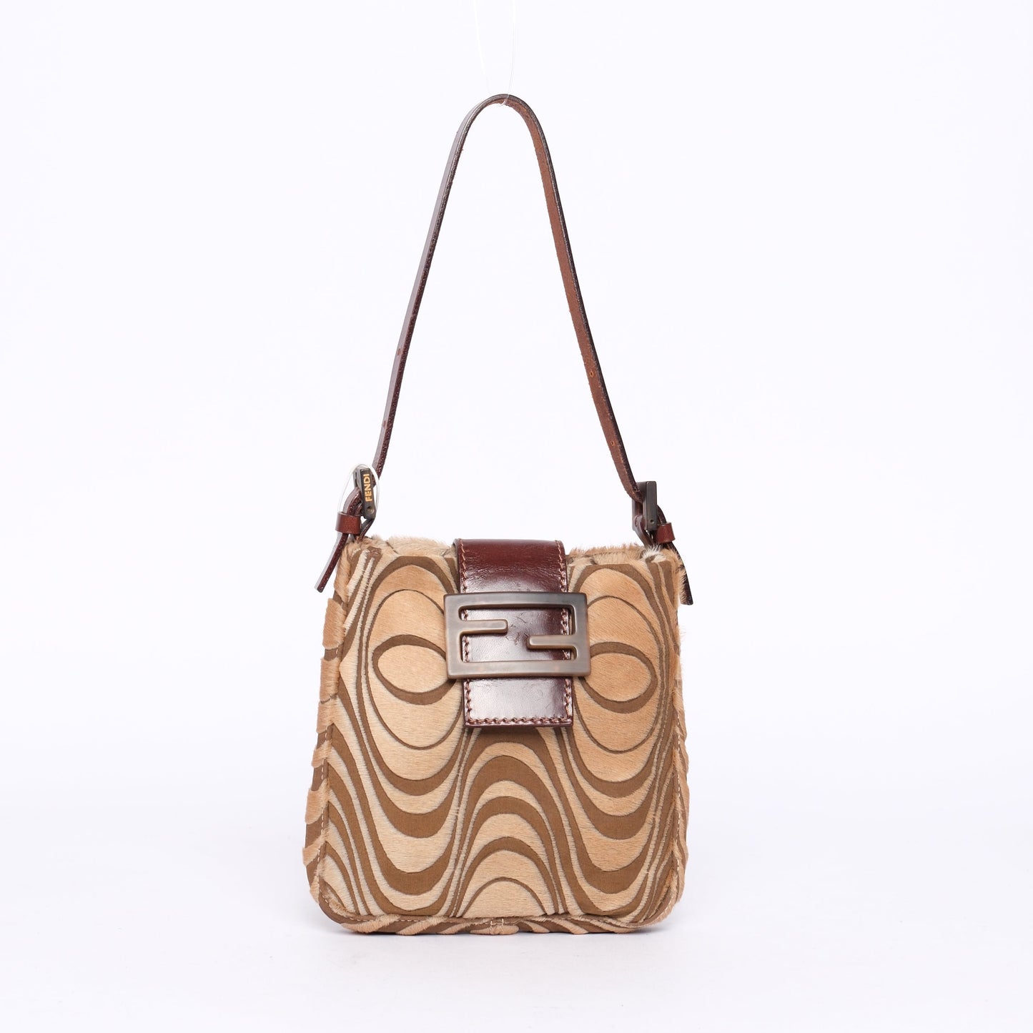 Fendi Brown Ponyhair Pyschedelic Wave Shoulder Bag