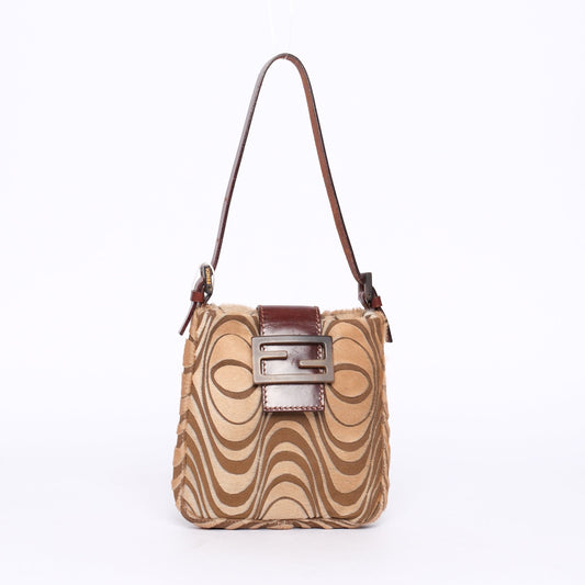Fendi Brown Ponyhair Pyschedelic Wave Shoulder Bag