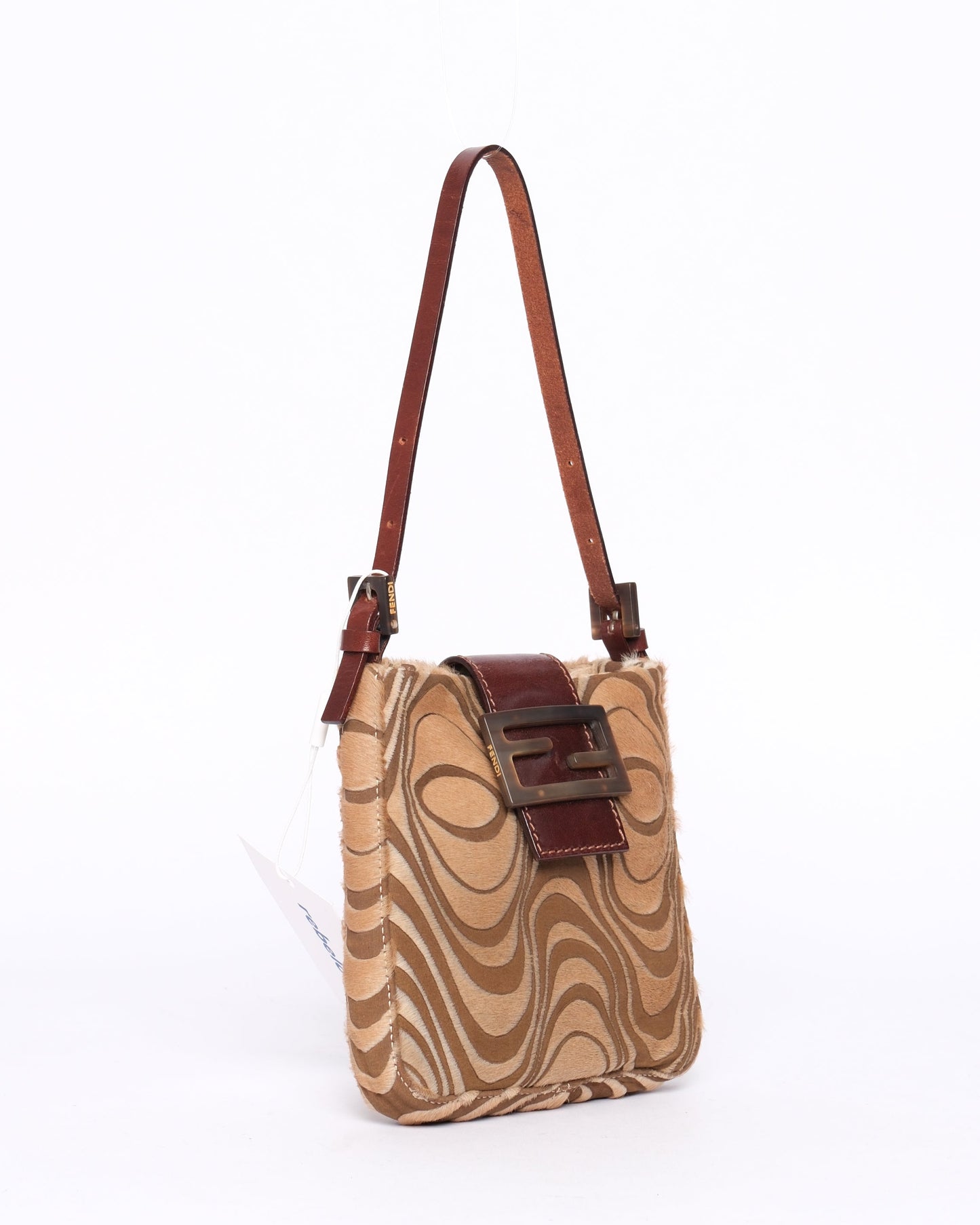 Fendi Brown Ponyhair Pyschedelic Wave Shoulder Bag