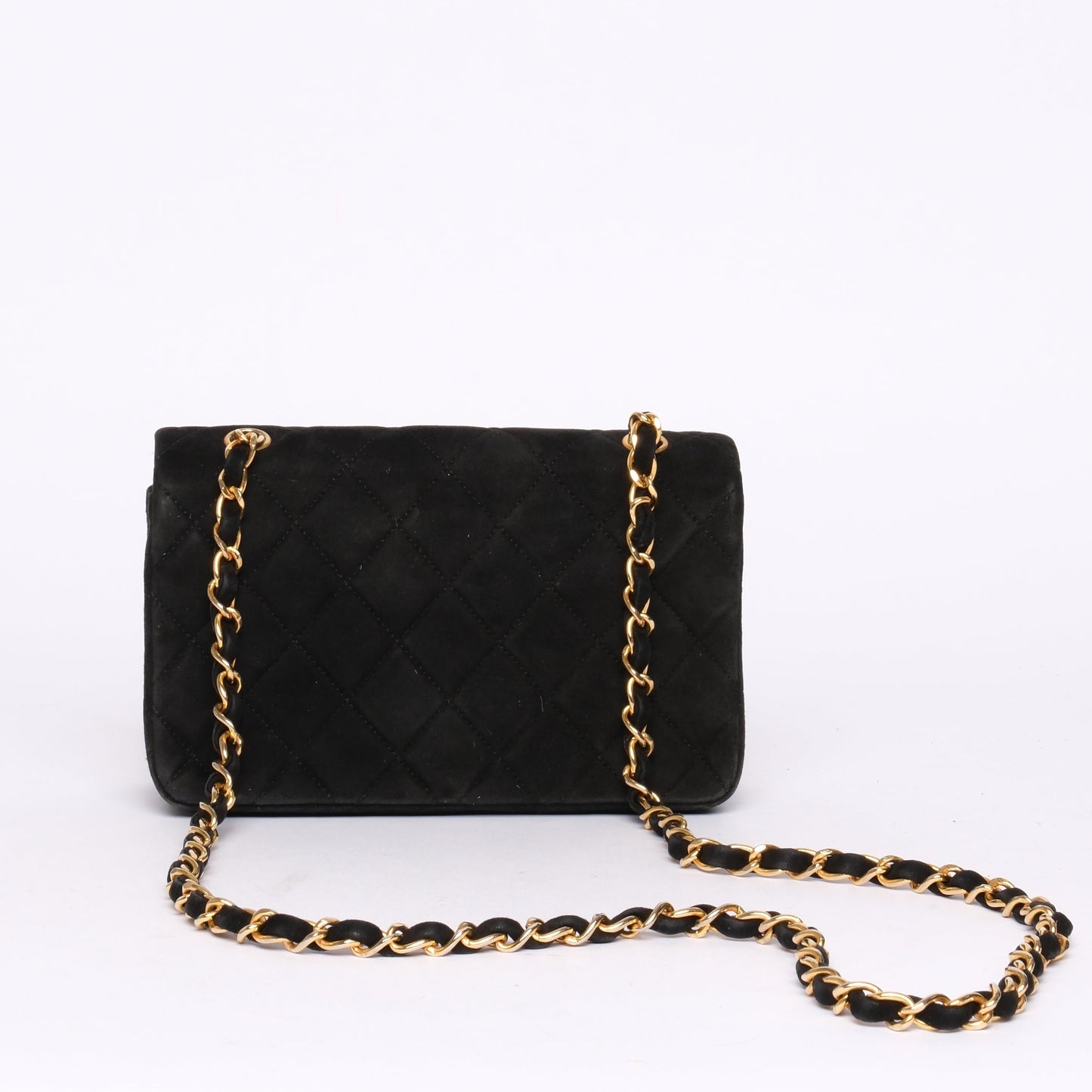 Chanel 24K GPHW Black Suede Mini Crossbody Bag