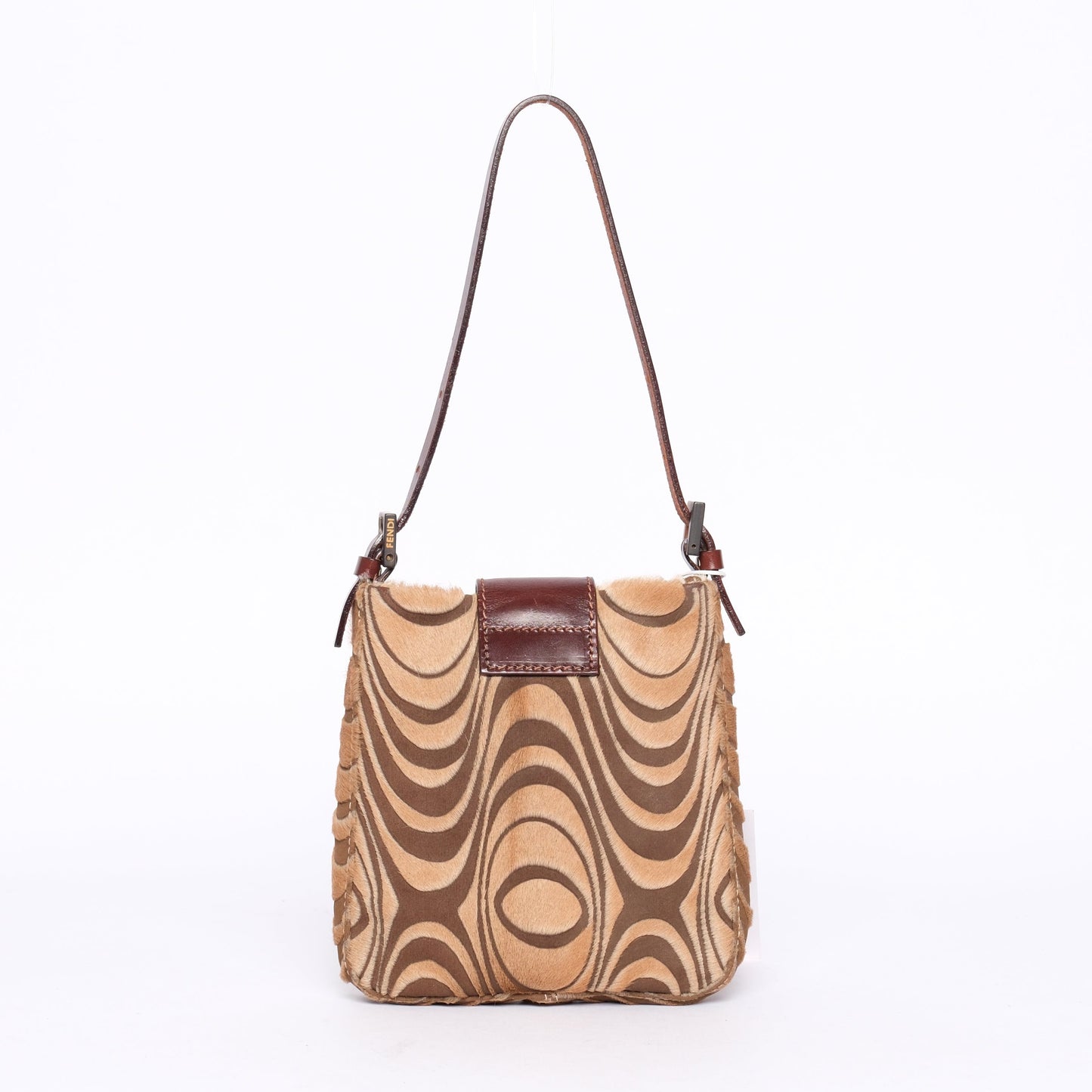 Fendi Brown Ponyhair Pyschedelic Wave Shoulder Bag