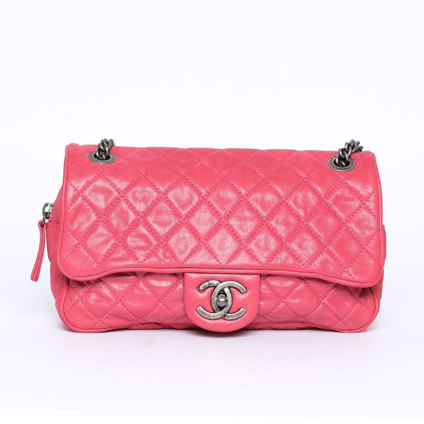 Chanel Fuschia Pink Iridescent Calfskin Leather Shiva Flap Bag