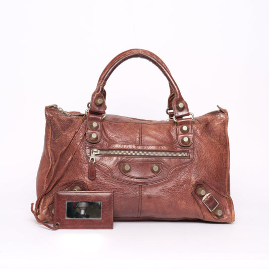 Balenciaga Brown Work City Bag w/ Giant Hardware