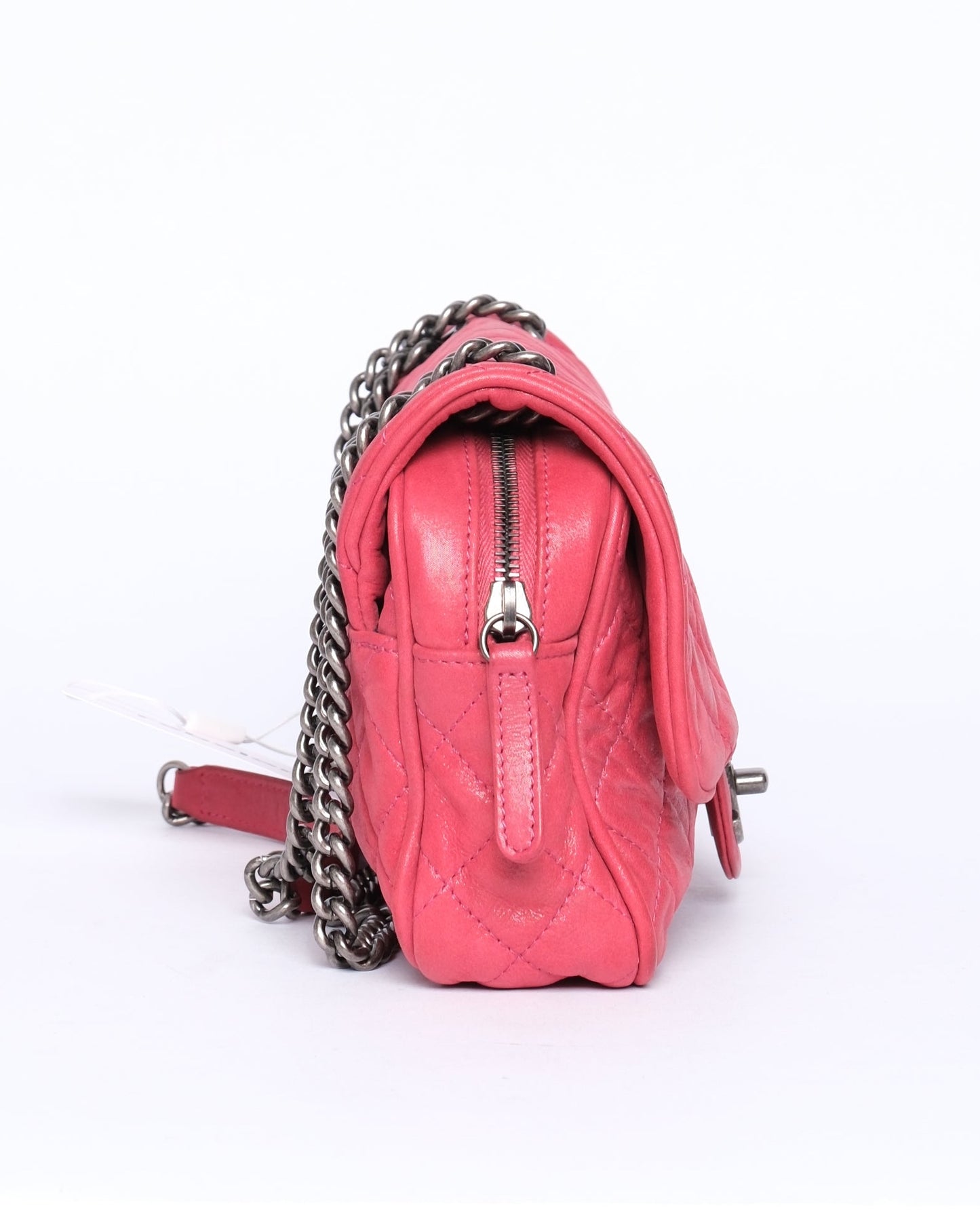 Chanel Fuschia Pink Iridescent Calfskin Leather Shiva Flap Bag