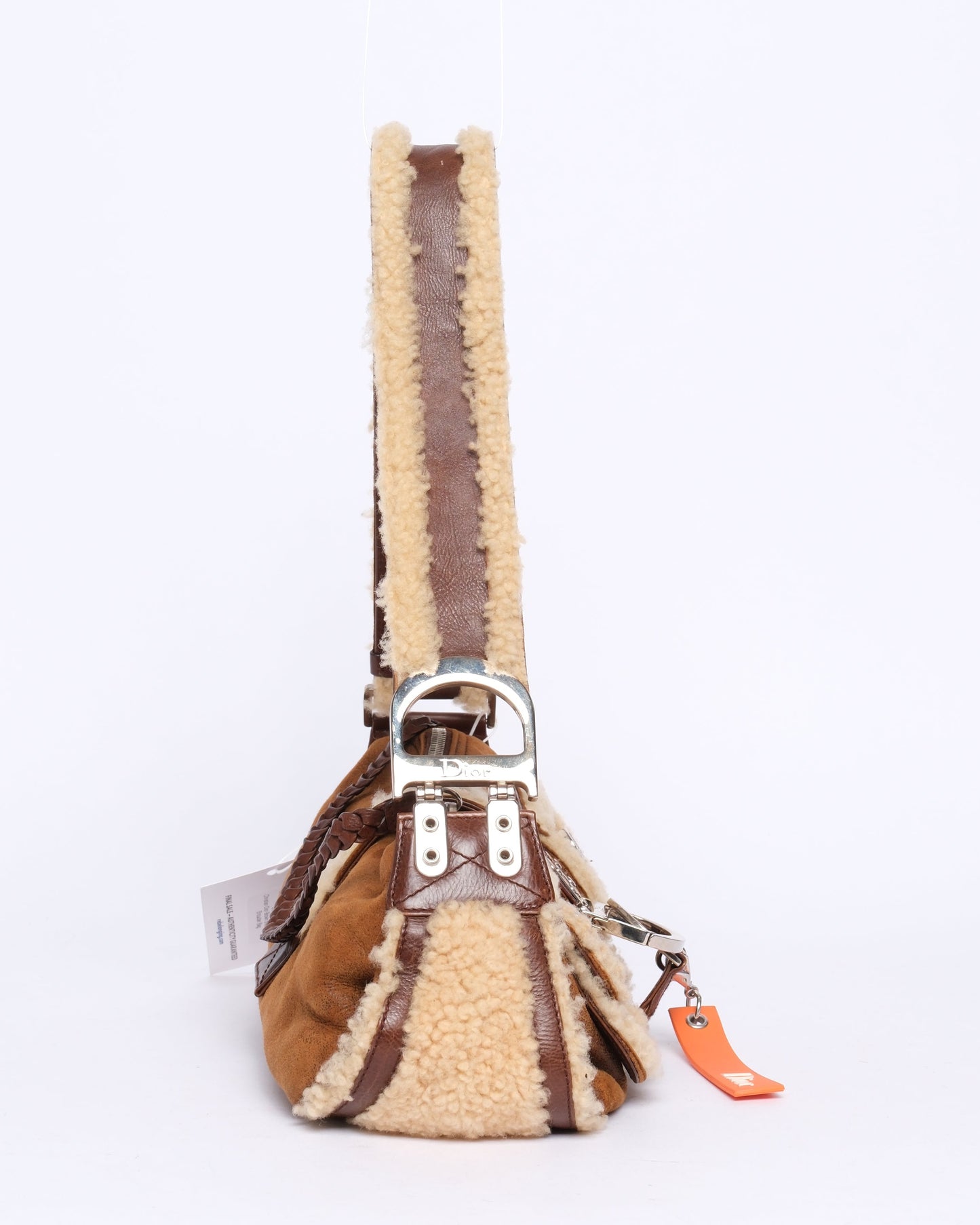 Christian Dior Brown Shearling Flight Shoulder Bag
