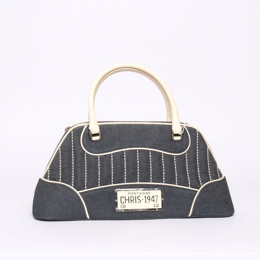 Christian Dior Navy Denim & Leather Cadillac Handbag