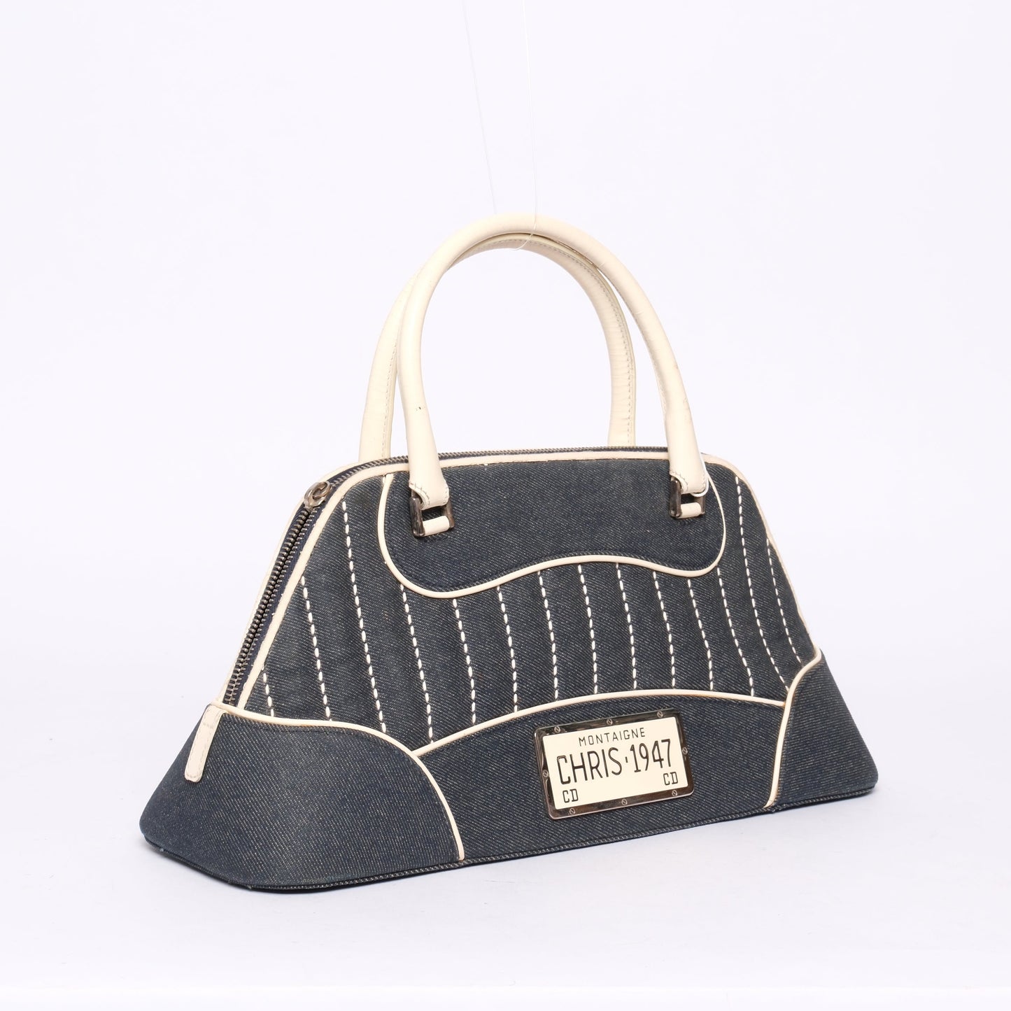 Christian Dior Navy Denim & Leather Cadillac Handbag