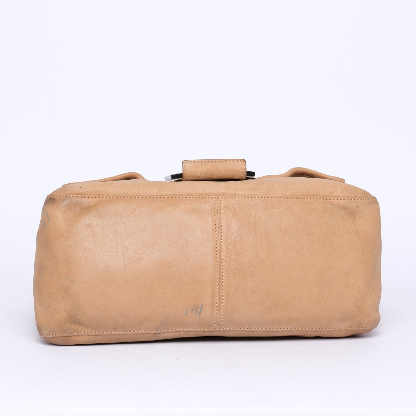 Fendi Brown Leather Jumbo Burl Wood Mamma Baguette