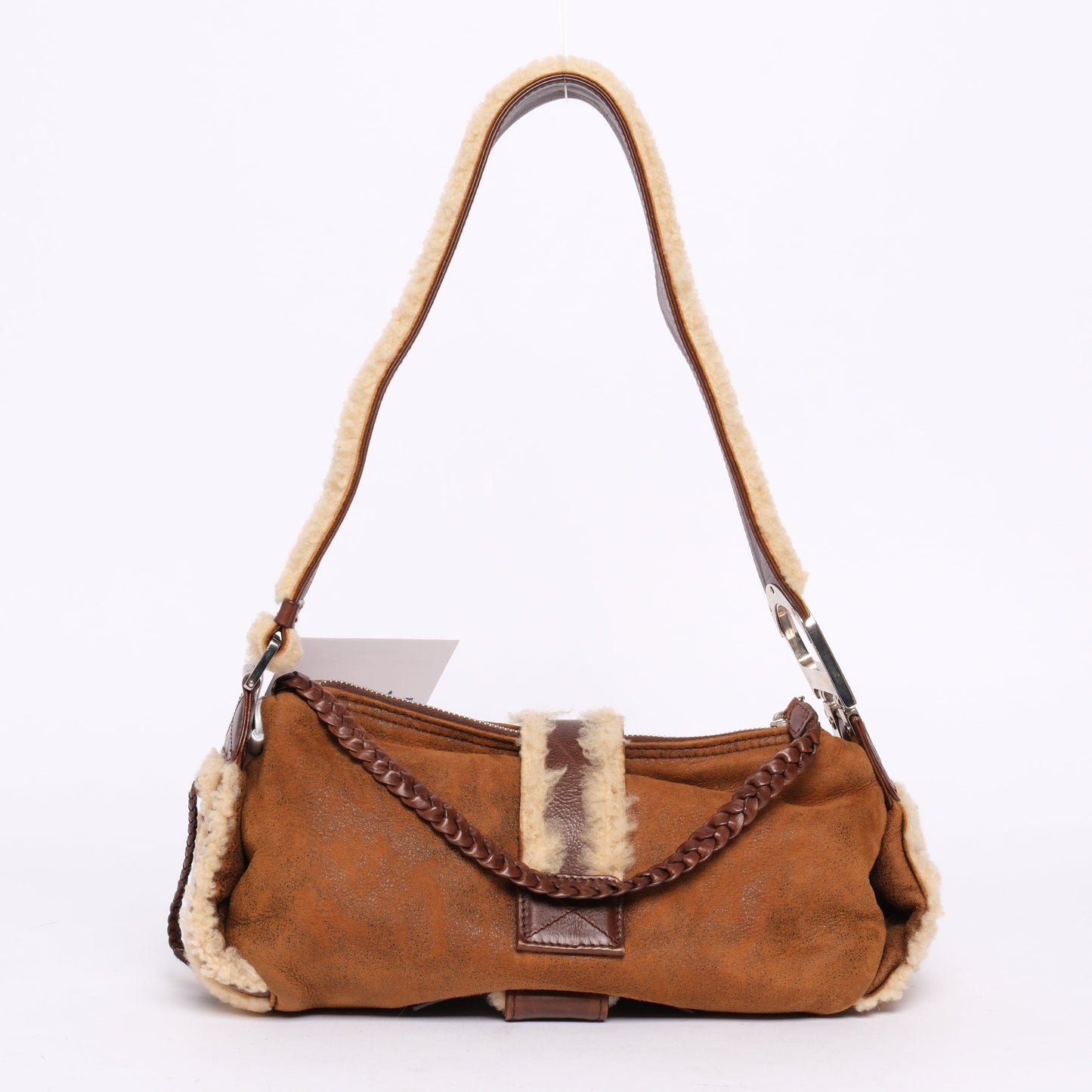 Christian Dior Brown Shearling Flight Shoulder Bag