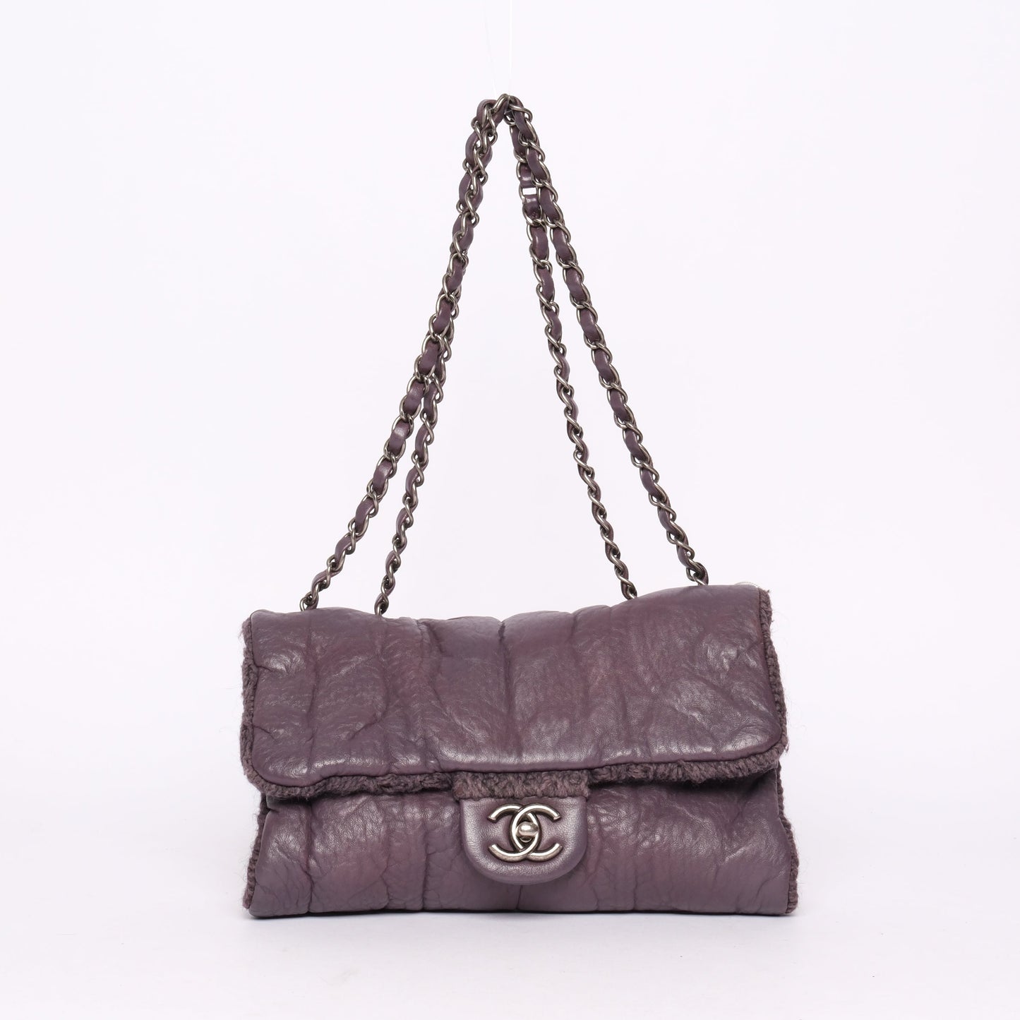 Chanel 2013 Purple Lambskin & Wool Knit Paris-Edinburgh Flap