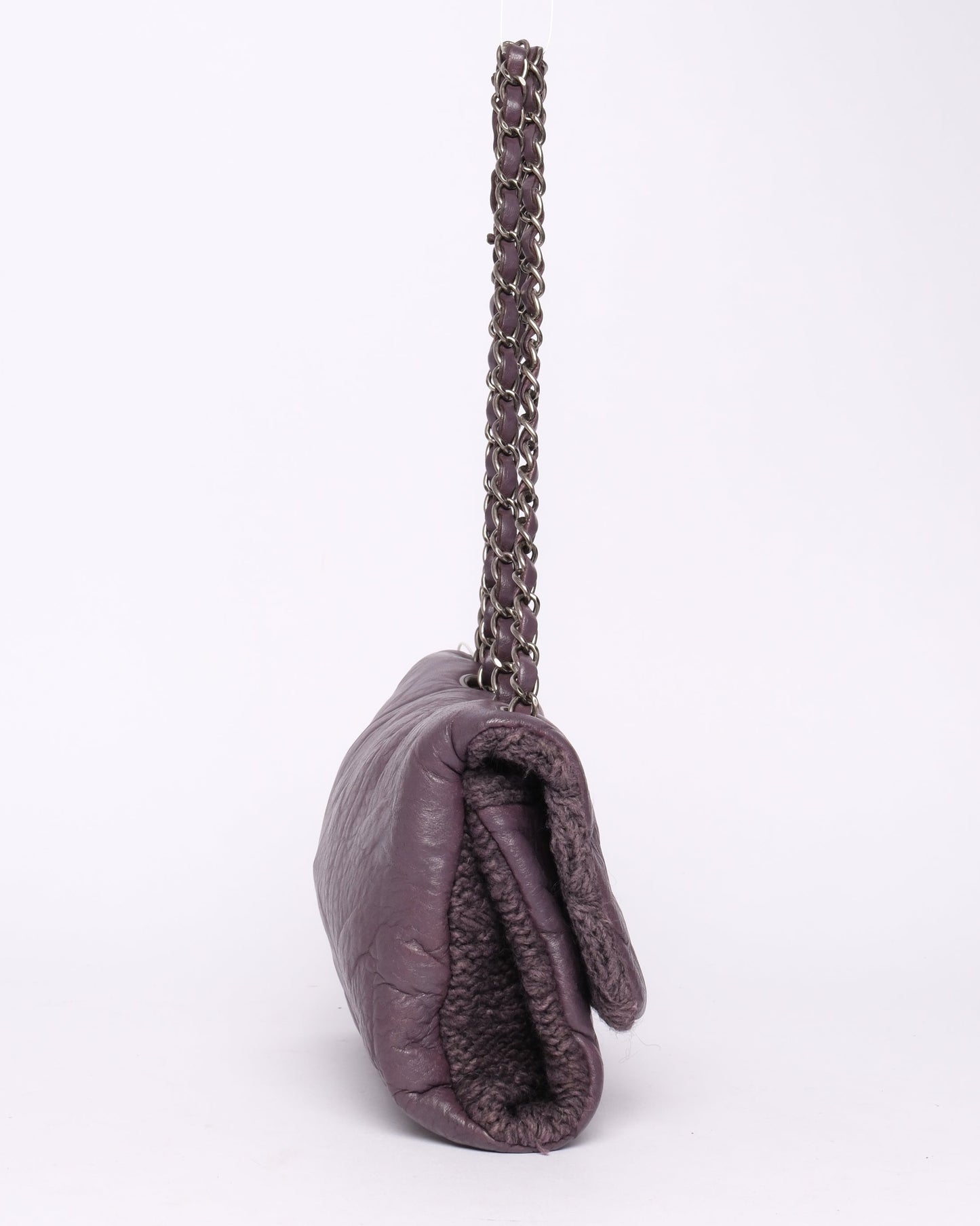 Chanel 2013 Purple Lambskin & Wool Knit Paris-Edinburgh Flap