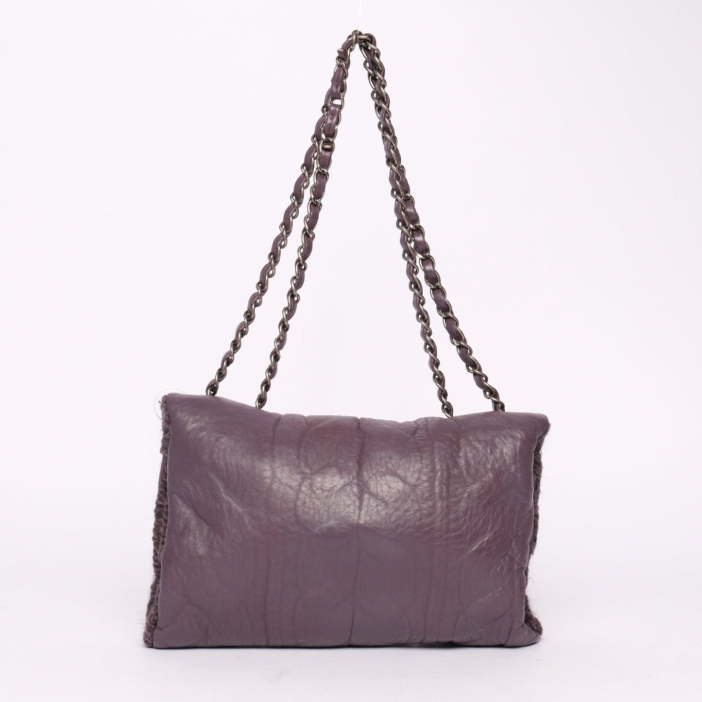 Chanel 2013 Purple Lambskin & Wool Knit Paris-Edinburgh Flap