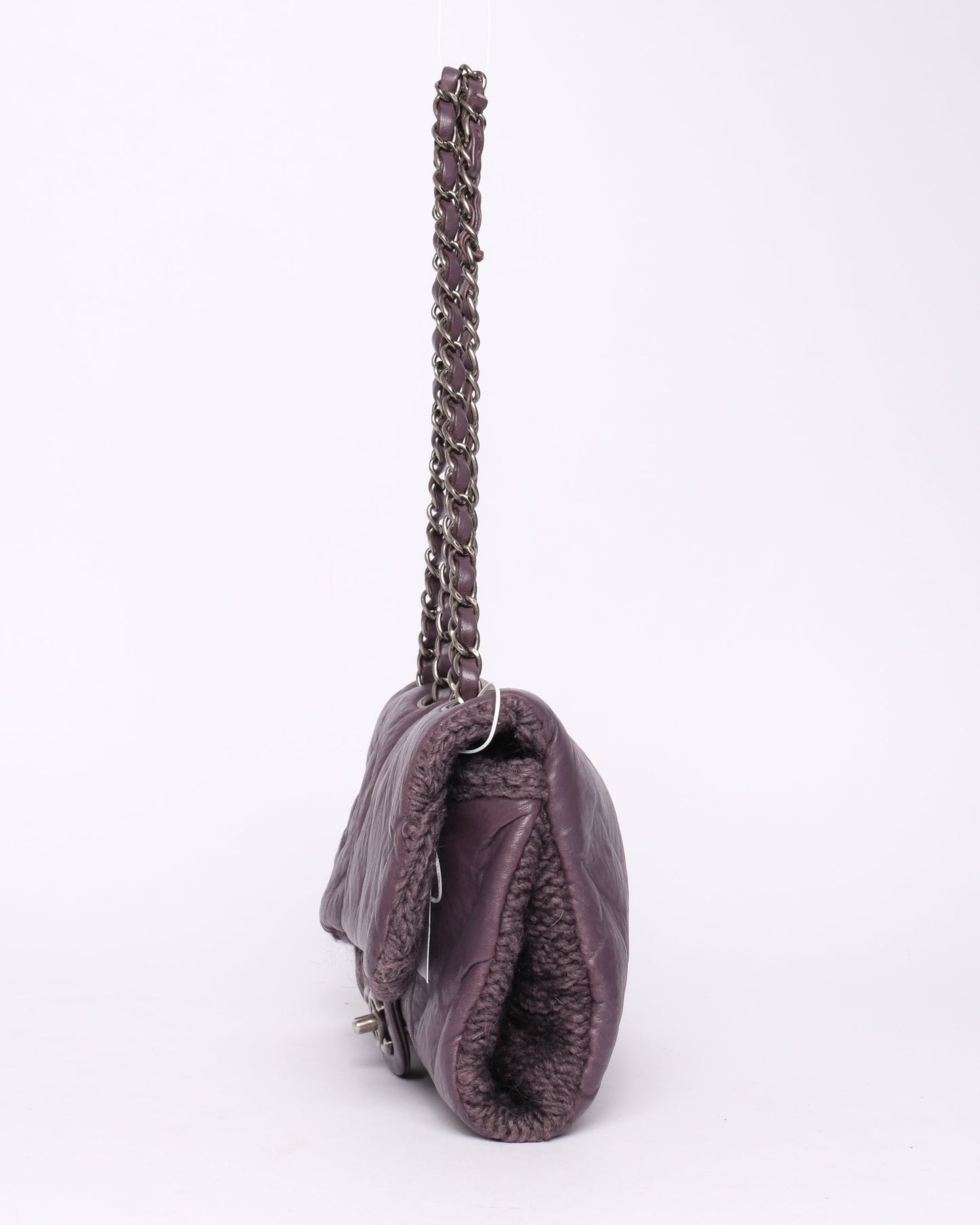 Chanel 2013 Purple Lambskin & Wool Knit Paris-Edinburgh Flap