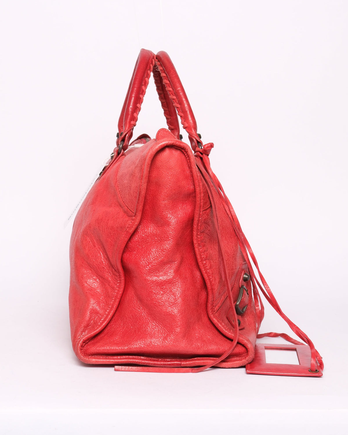 Balenciaga Red Leather Work Tote Bag w/ Bronze Hardware