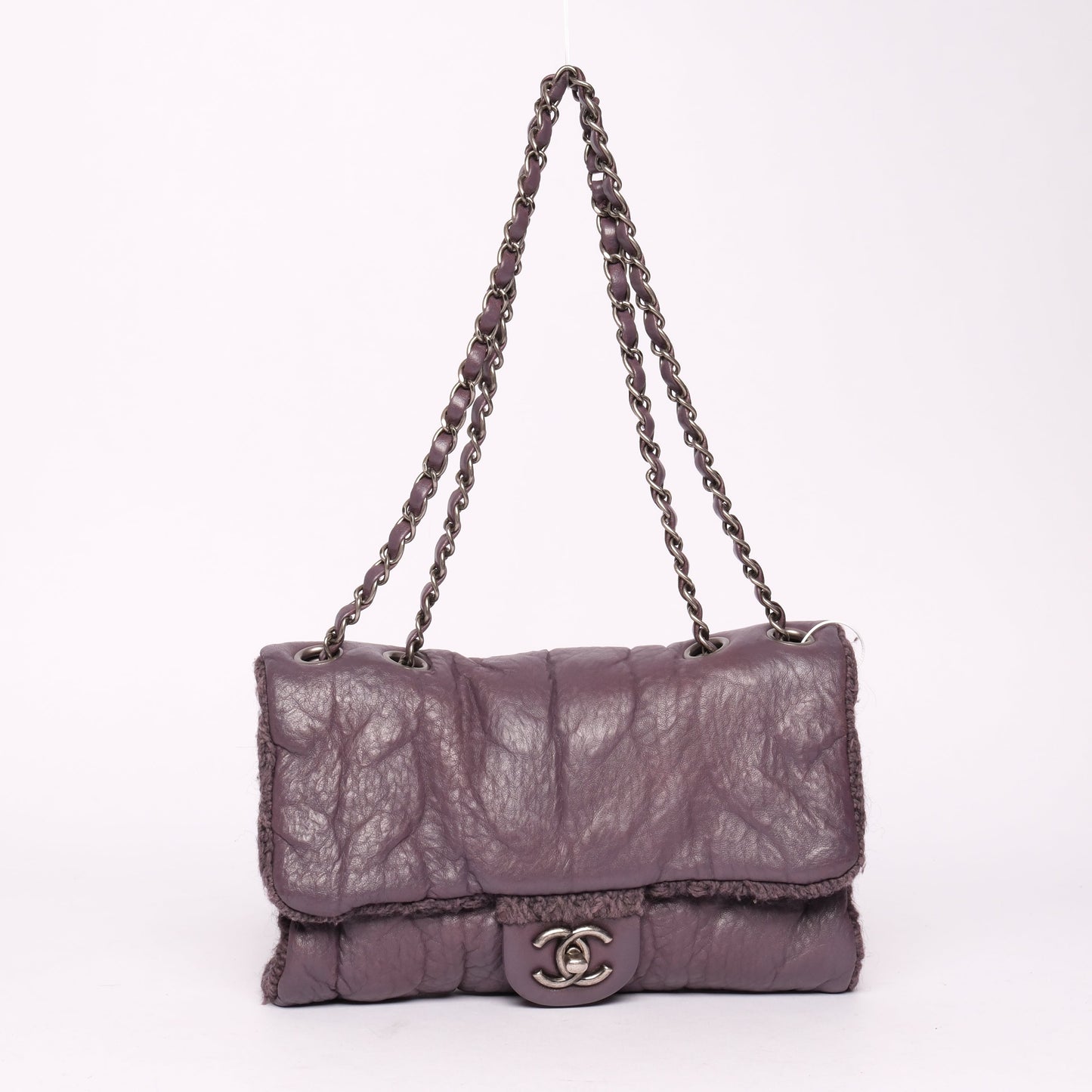 Chanel 2013 Purple Lambskin & Wool Knit Paris-Edinburgh Flap