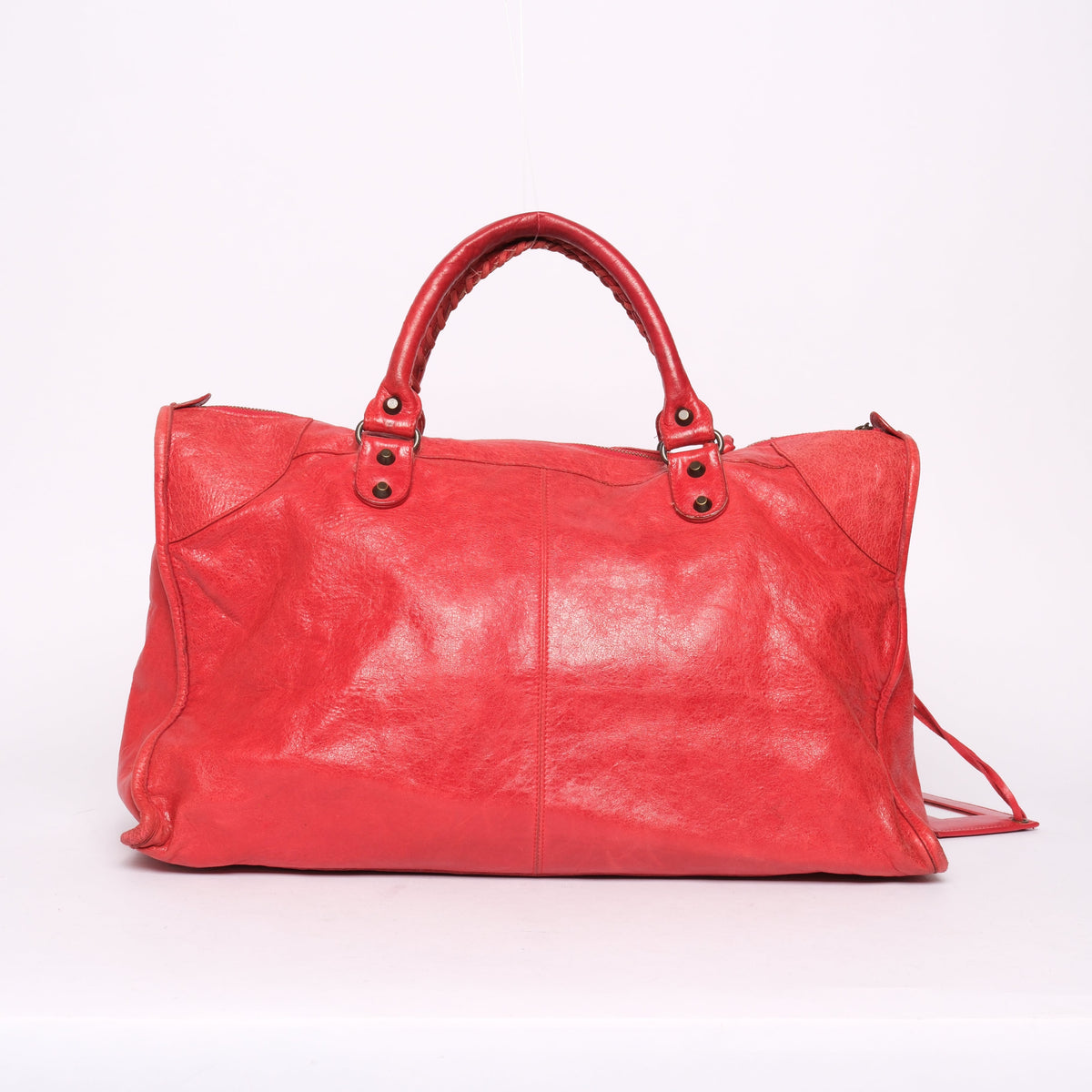 Balenciaga Red Leather Work Tote Bag w/ Bronze Hardware