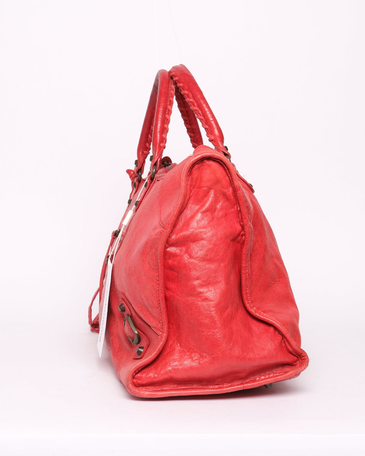 Balenciaga Red Leather Work Tote Bag w/ Bronze Hardware
