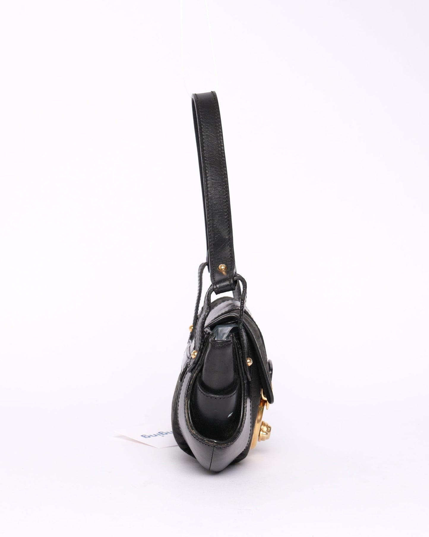Fendi Black Zucchino Monogram Lock Pochette