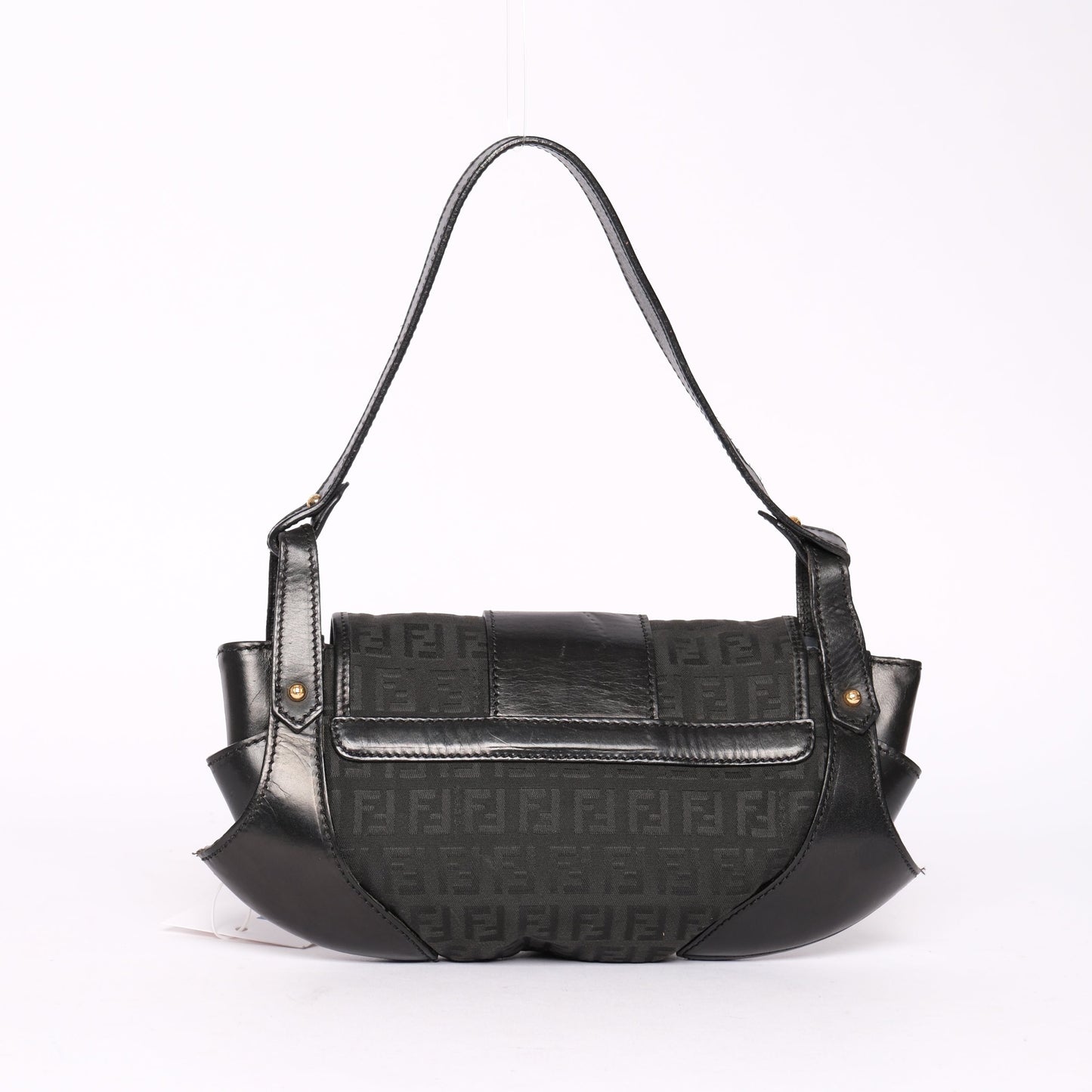 Fendi Black Zucchino Monogram Lock Pochette