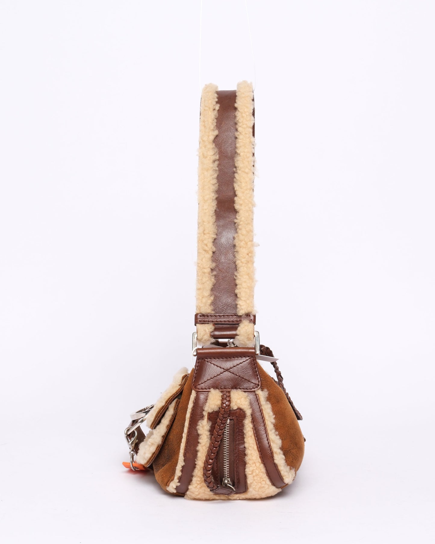 Christian Dior Brown Shearling Flight Shoulder Bag