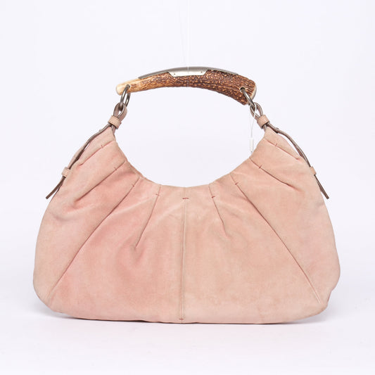 Yves Saint Laurent Pink Suede Mombassa Shoulder Bag