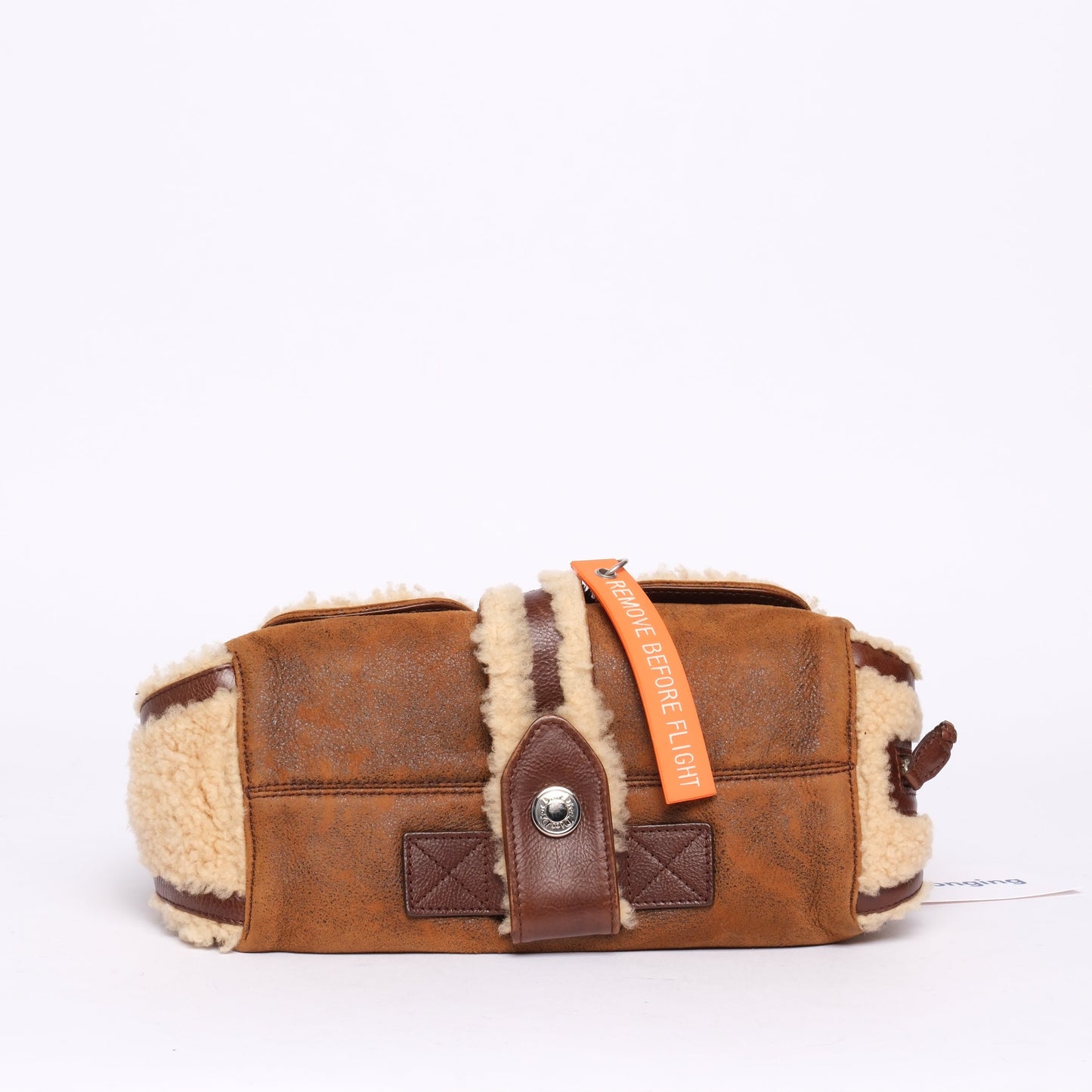 Christian Dior Brown Shearling Flight Shoulder Bag