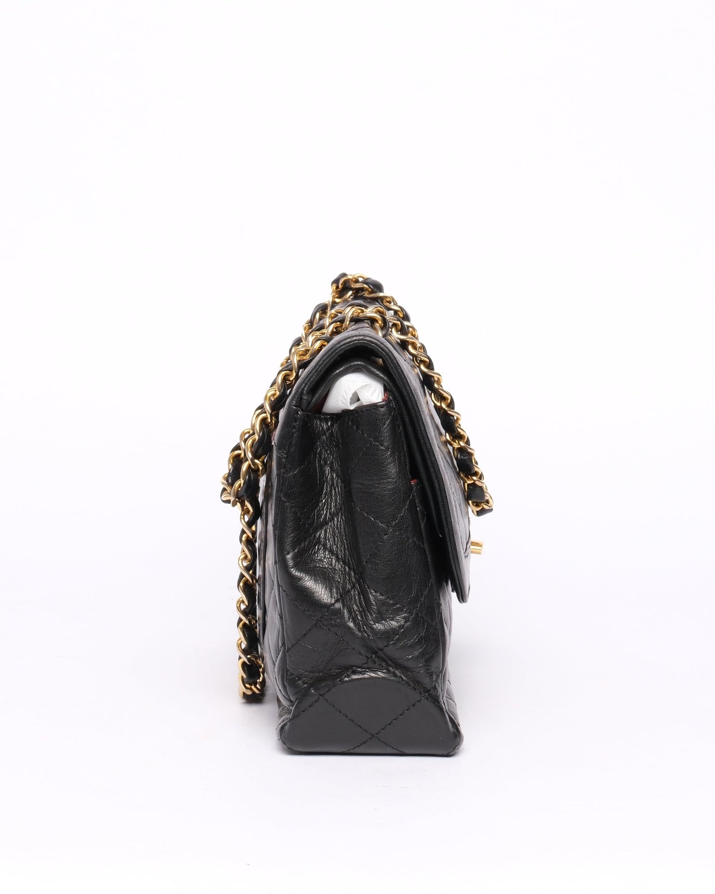 Chanel Black Lambskin Leather Quilted Paris Exclusive Two-Tone Double Flap