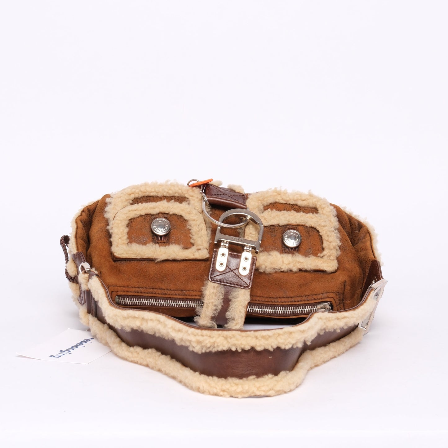 Christian Dior Brown Shearling Flight Shoulder Bag