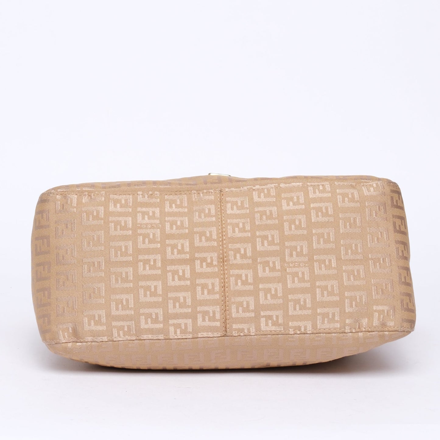 Fendi Beige Canvas Zucchino Monogram Mamma Baguette Shoulder Bag