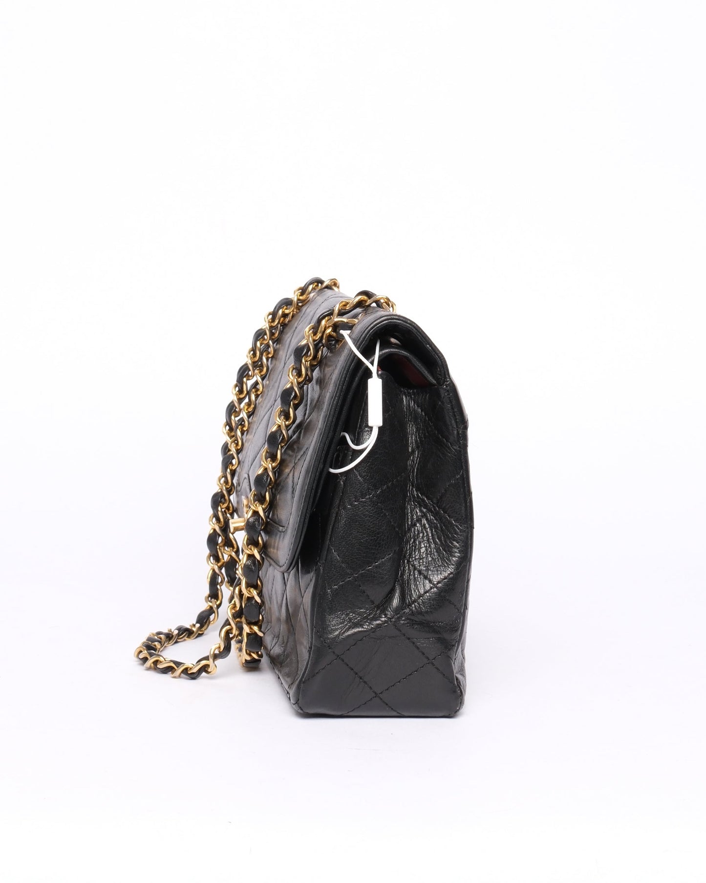 Chanel Black Lambskin Leather Quilted Paris Exclusive Two-Tone Double Flap