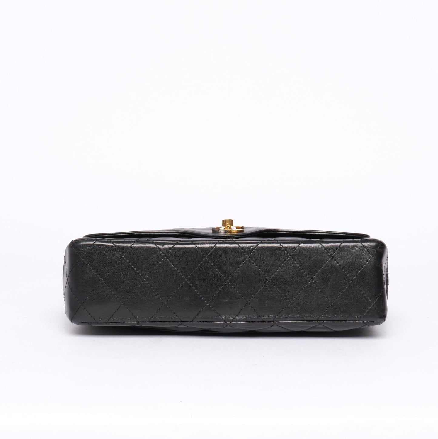 Chanel Black Lambskin Leather Quilted Paris Exclusive Two-Tone Double Flap