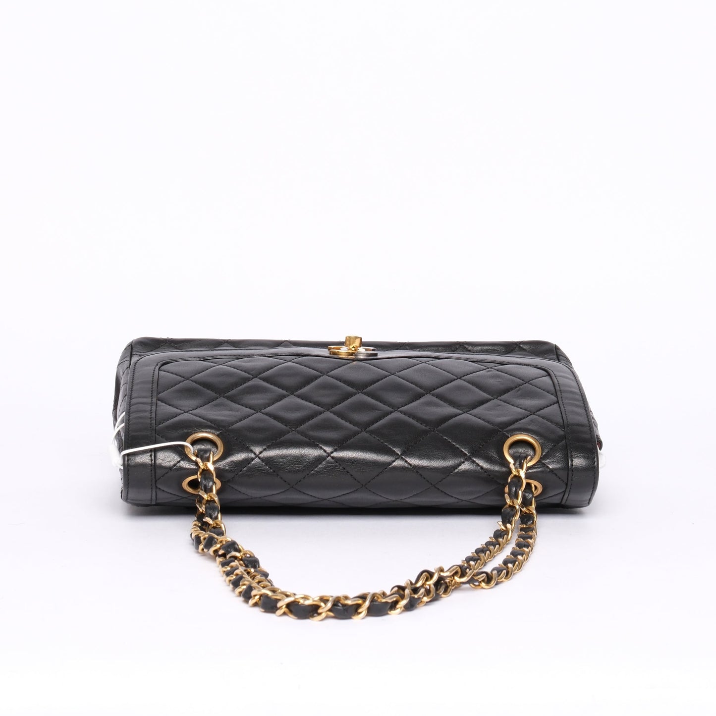 Chanel Black Lambskin Leather Quilted Paris Exclusive Two-Tone Double Flap