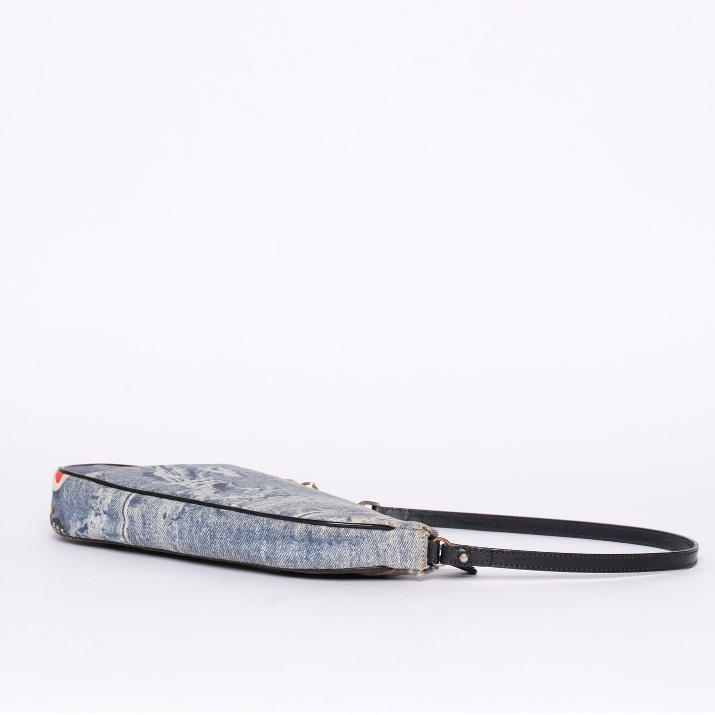 Christian Dior “Diorella” Denim Print Mini Saddle Shoulder Bag