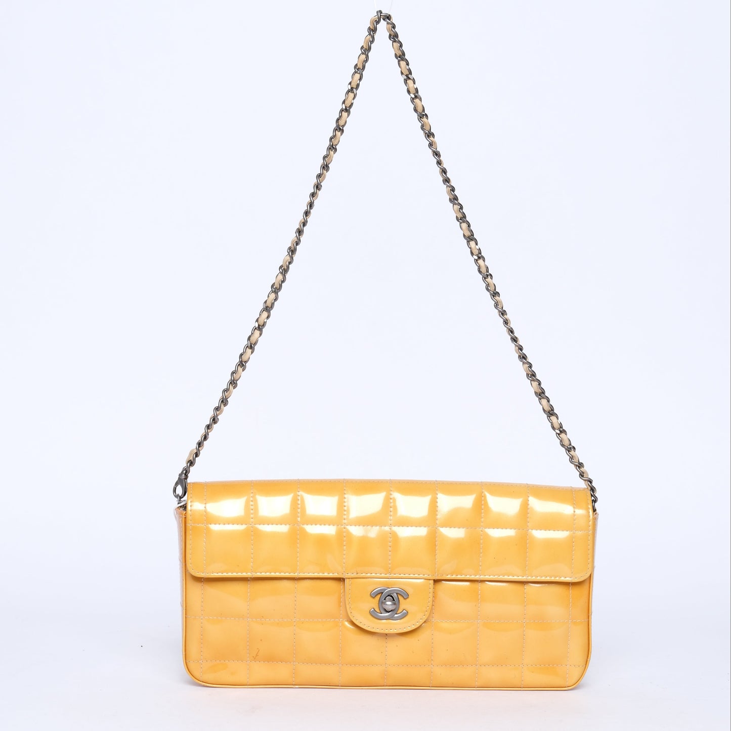 Chanel Yellow E/W Patent Leather Chocolate Bar Flap Bag