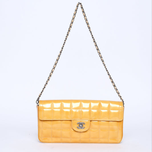 Chanel Yellow E/W Patent Leather Chocolate Bar Flap Bag